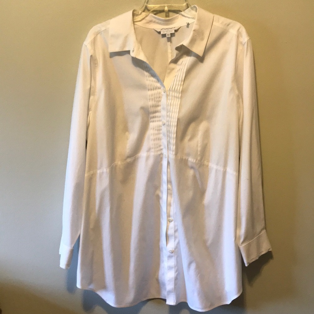 Foxcroft Tunic white Button Down Shirt